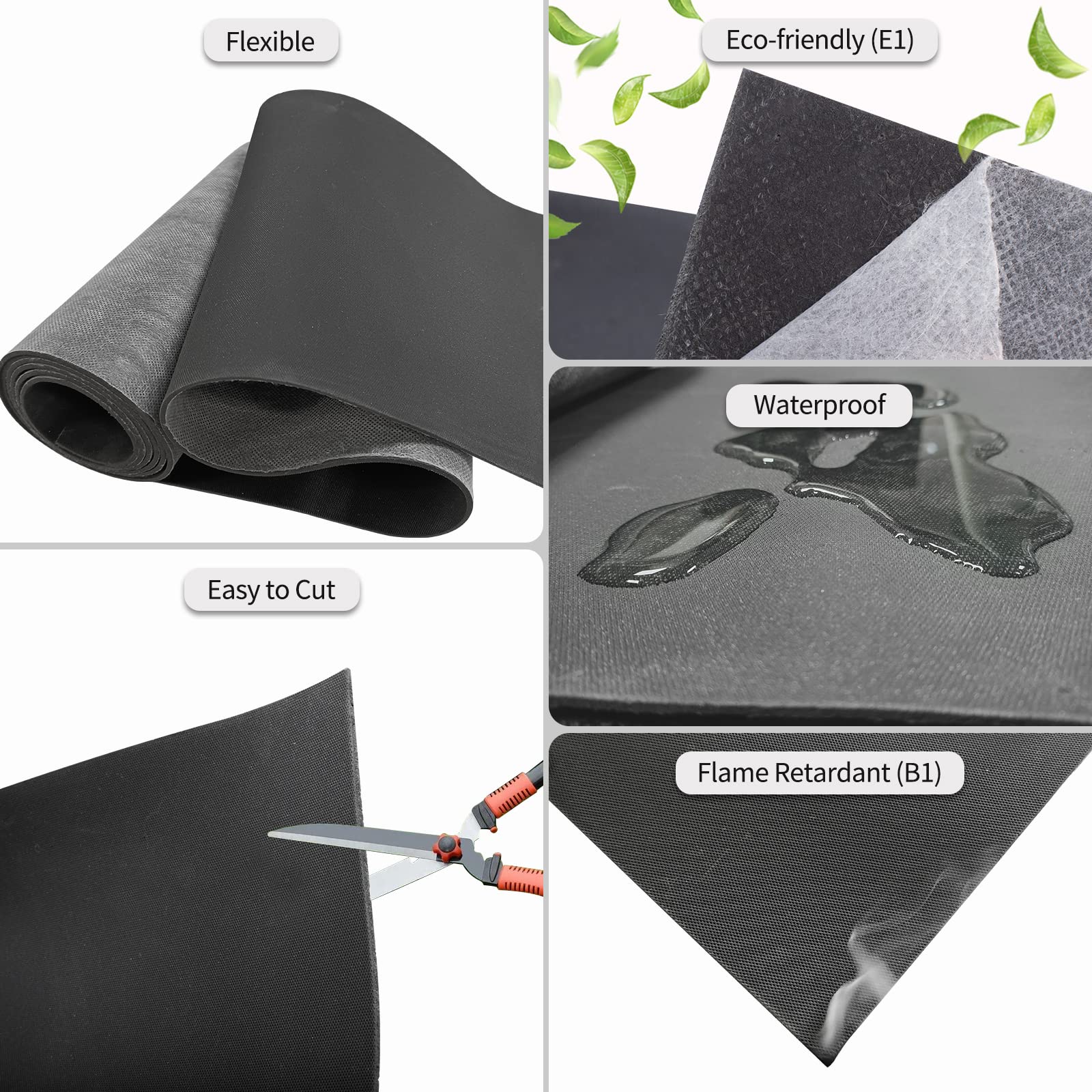 TroyStudio Mass Loaded Vinyl Sound Proof Barrier, 1.25 Ibs/sqft, 1 x 8 Feet MLV Insulation Sheet, Anti Vibration Deadening Sound